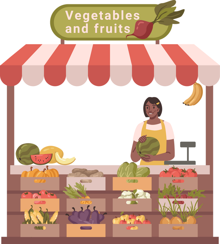 Street Stall Selling Fruits Food